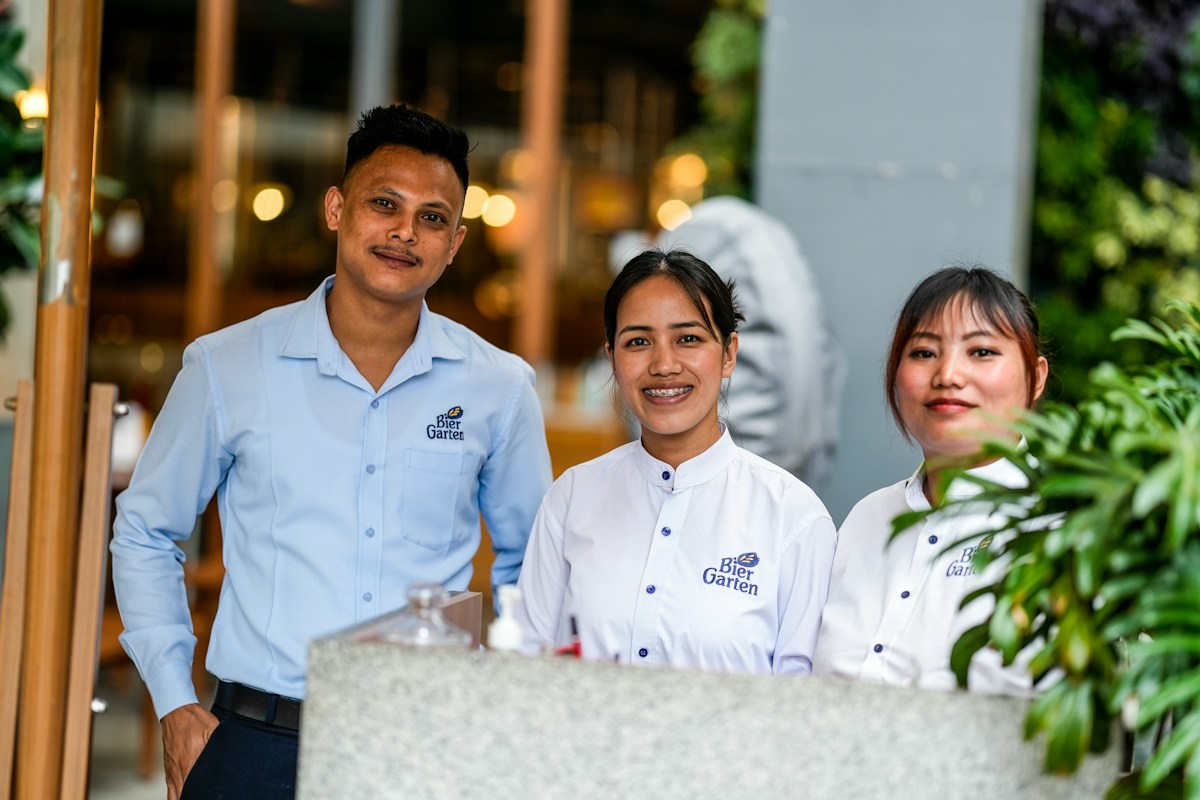 Hospitality staff serving guests